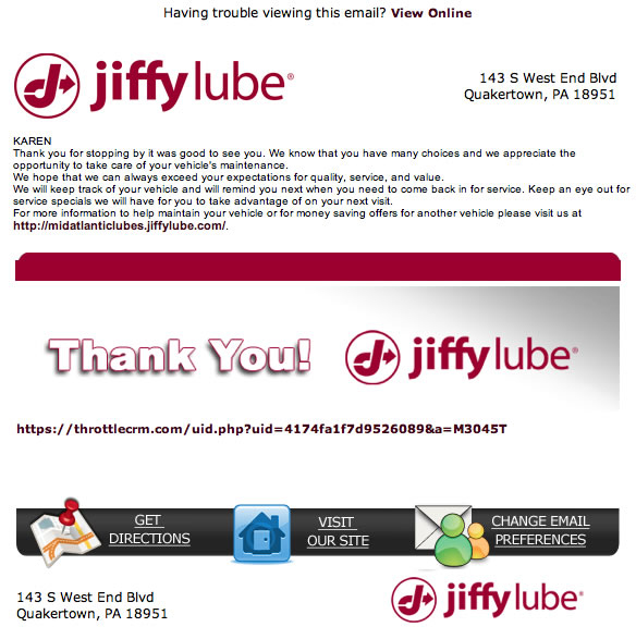 Jiffy Lube Email Review Does It Drive Customers to Give Feedback or